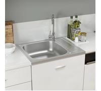 ""Bon plan"" Évier de cuisine - JILI HOT - Lavabo Installation de Cuisine et égouttoir argenté 600x500x155 mm inox Thome9980493