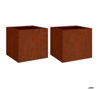 ""Bon plan""Jardinières 2 pcs - Pot & cache-pot - 49x47x46 cm acier corten FR46422001836