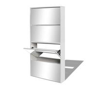 ""Bon plan"" Meuble à chaussures - JILI HOT - Grande Capacité - 4 étagères et miroir 63x17x134cm Blanc - pour Entrée/Couloir