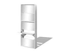 ""Bon plan"" Meuble à chaussures - JILI HOT - Grande Capacité - 5 étagères et miroir 63x17x169,5cm Blanc - pour Entrée/Couloir