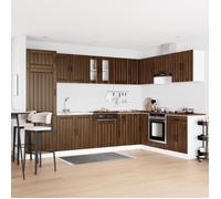 ""Bon Plan""Meuble de cuisine Buffet de cuisine/meuble de cuisine - ""Lucca"" avec double éviers en chêne marron en bois d'ingénierie -