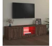 ""Bon plan"" Meuble TV/ Table HiFi - JILI HOT - avec lumières LED Chêne marron 140x40x35,5cm Thome2911760