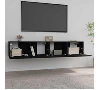 ""Bon plan"" Meubles TV - 2 pcs - JILI HOT - meubles HiFi Suspendu - Noir 80x30x30cm - Bois d'ingénierie - Pour salon Thome7345478