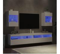 ""Bon plan"" Meubles TV muraux avec lumières LED 2 pcs blanc 40x30x60,5cm - Pour salon Thome7952412