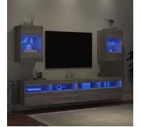 ""Bon plan"" Meubles TV muraux et lumières LED 2pcs sonoma gris 40x30x60,5cm - Pour salon Thome3746968