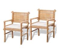 ""Bon plan"" Mobilier de bistro - 3 pcs - JILI HOT - Table + 2 chaises - avec coussins Bambou - Pour Jardin/terrasse Thome2585045