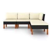 ""Bon plan"" Salon Bas de jardin - JILI HOT - Canapé fixe/sofa Balcon - 5 pcs avec coussins - Résine tressée Noir Thome9382345