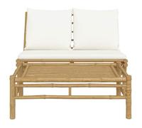 ""Bon plan"" Salon de jardin - JILI HOT - Canapé fixe/sofa Balcon 2 pcs avec coussins blanc crème bambou Thome2882889