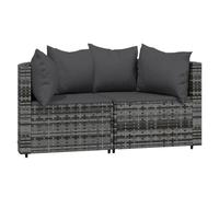 ""Bon plan"" Salon de jardin - JILI HOT - Canapé fixe/sofa Balcon 3 pcs avec coussins Gris - Résine tressée Thome9743135