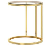 ""Bon plan"" Table basse de salon - JILI HOT - Table d'appoint Doré et transparent 45cm - Verre trempé - Pour chambre/Bureau
