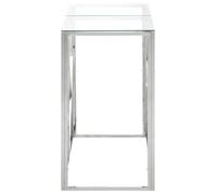 ""Bon plan"" Table console - JILI HOT - Console Meuble Entrée - argenté - Acier inoxydable et - Verre trempé - Pour salon