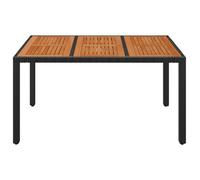 ""Bon plan"" Table de jardin - SUMMER - dessus en bois Noir 150x90x75cm - Résine tressée - Pour patio/camping Thome7722793
