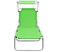 ""Bon plan"" Transat extérieur - JILI HOT - Chaise longue - pliable avec auvent vert aluminium - pour camping/jardin Thome9706600