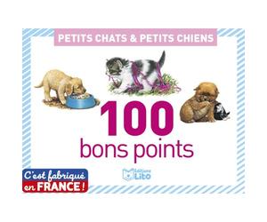 Bon point éditions lito petits chats & petits chiens texte pédagogique au verso 61x82mm boîte 100 unités