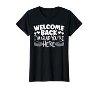 Bon Retour Je suis Content Que tu sois de Retour à l'école Professeur T-Shirt Graphique avec Valeur, Femme, Noir, S