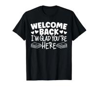 Bon Retour Je suis Content Que tu sois de Retour à l'école Professeur T-Shirt Graphique avec Valeur, Homme, Noir, M