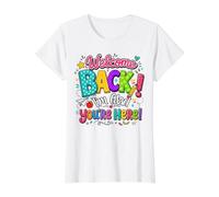 Bon Retour, Je suis Content Que tu sois là Professeur de rentrée T-Shirt Graphique avec Valeur, Femme, Blanc, XL