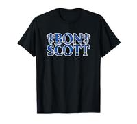 Bon Scott Logo tartan double lion Bleu T-Shirt
