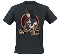 Bon Scott Retro Circle Homme T-Shirt Manches Courtes Noir M 100% Coton Regular/Coupe Standard