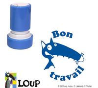Bon travail, Tampons Auto-Encreurs Pour Les Enseignants. 22mm, Reencrable, Encre Bleu. Loup (Auzou)*