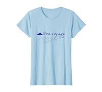 Bon Voyage Nuage Line Art T-Shirt, Femme, Bleu Céleste, M