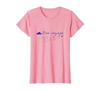 Bon Voyage Nuage Line Art T-Shirt, Femme, Rose, S