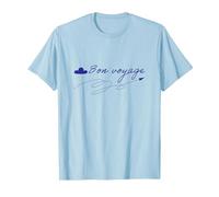 Bon Voyage Nuage Line Art T-Shirt, Homme, Bleu Céleste, XL