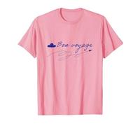 Bon Voyage Nuage Line Art T-Shirt, Homme, Rose, 3XL