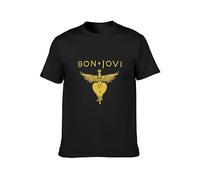 Bon X Jovi Gold T-Shirt Graphic Tee Printed Top Mens T-Shirt Black XXL