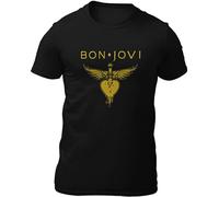 Bon X Jovi Gold T-Shirt Unisex Casual Tees Black M