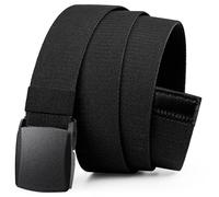 Bon4Extrao Ceinture élastique pour homme, ceinture extensible pour homme avec boucle en plastique légère, ceinture en tissu réglable en continu, taille adaptée, Noir