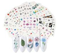 Bon66 1 Ensemble Mixte Design Ongle Eau Autocollant Ensemble Fleur 3d Ongle Autocollant Tulipe Dentelle Capteur De Rêves Ongles Autocollants