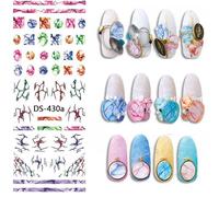 Bon66 1 Pc Coloré Fleur Fissure Tournesol Blanc Dentelle Filigrane Grande Feuille Décalcomanie Autocollant Ds-430-439 Japon Manucure Ongle Autocollant
