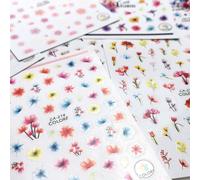 Bon66 1pc Aléatoire 3d Eau Fleur Nail Art Autocollant À Fleurs Curseur Été Fleurs Feuille Transfert Tatouage Gel Manucure Adhésif Décor Pointe
