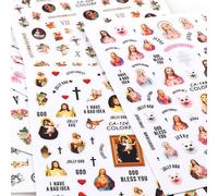 Bon66 1pc Ultra-Mince 3d Saint-Christ Vierge Marie Ongles Autocollant Religion Série Stéréoscopique Auto-Adhésif Ongles Autocollant Décoration