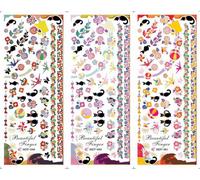 Bon66 3 Feuilles/Lot Halloween Chat Manucure Filigrane Grande Feuille Transfert D'eau Autocollant Accessoires Décalcomanie Autocollant Japon Nail Art Autocollant