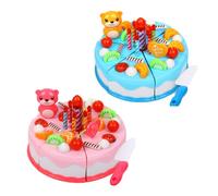 Bon66 38 Pièces/Ensemble Joyeux Anniversaire Gâteau Jouet Fruits Nourriture Coupe Cuisine Nourriture Semblant Jeu De Rôle Enfants Cadeau Éducatif