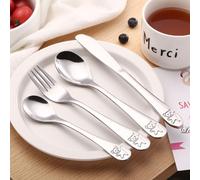 Bon66 Cuillère Alimentation Fourchette Couteau Cuillère À Thé Pour Bébé? Fourchette D'alimentation? Couteau Ensemble D'ustensiles En Acier Inoxydable? Enfants Apprendre À Manger? Vêtements De Table Po