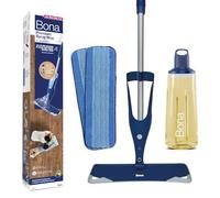 Bona - Balai Spray + 850 ML Nettoyant Parquet Huilés + 2 Pads en Microfibre - Balai Spray avec Reservoir - Balai Serpillère Vaporisateur - Kit Nettoyage Sol, Bleu