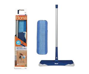 Bona - Balais Serpillère Nettoyer Sol - Télescopique - Réglable - Balai Microfibre Pour Sol - Balai Serpillere Professionnel - Balai Plat, Blue