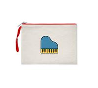 Bona Basics, Pochette pour Femme en Tissu Gabardine à Impression numérique avec poignée Rouge et Fermeture éclair Beige Taille L