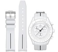BONACE Bracelet de rechange incurvé en caoutchouc souple pour montre Omega x Swatch MoonSwatch/Speedmaster, sans espace entre le boîtier et le bracelet, pour homme et femme (20 mm)
