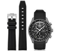 Bonace Bracelet MoonSwatch en silicone courbé compatible avec montre Omega X Swatch de 20 mm de rechange pour montre Swatch Omega MoonSwatch Speedmaster sans lacunes pour hommes et femmes, 8.8 inches