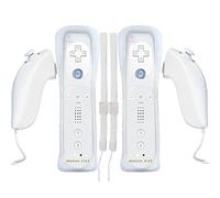 Bonacell Lot de 2 manettes pour Wii Télécommande Wii sans Fil avec Nunchuck Wii Remote Manette de Jeu avec Motion Plus et étui en Silicone Blanc Bracelet Connexion Contrôleur de Remplacement pour Wii