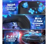 Bonacell Manette sans fil pour PS4 Dual Vibration Manette de jeu sans fil avec turbo et jack audio 3,5 mm / LED / Touch Pad pour P-s4 / Pro / Slim / PC