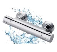 BONADE Mitigeur de douche avec thermostat, mitigeur de douche en saillie, avec bouton de sécurité à 38 °C, robinet de douche thermostatique chromé, thermostat de douche rond pour salle de bain