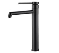 BONADE Mitigeur Lavabo Salle de Bain Noir Haut, 304 Inox Robinet Salle Bain, Bec Haut 24cm Robinet Lavabo Salle de Bain, Robinet Salle de Bain Noir Haut, Robinets de Lavabo pour Salle de Bain