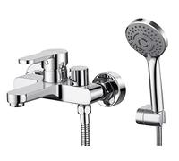 BONADE Robinet de baignoire, 3 types de jet, douchette à main, robinet de baignoire à levier unique, avec tuyau et support mural, chromé