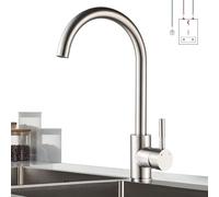 BONADE Robinet de cuisine basse pression rotatif à 360° basse pression en acier inoxydable SUS304 Robinet d'évier de cuisine mitigeur monocommande avec 3 connecteurs