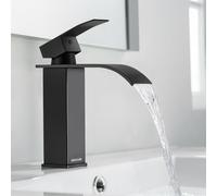 BONADE Robinet Lavabo Cascade Noir, Robinet Salle Bain Noir avec l'Eau Froide et Chaude Disponible, Mitigeur Lavabo Inox 304 de Super Qualité, Robinetterie Salle de Bains Design Elégant